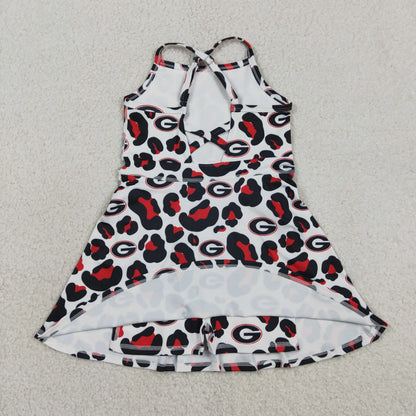 RTS Baby Girls Kids Straps Leopard G Team Yoga Active Shorts Knee Length Dress