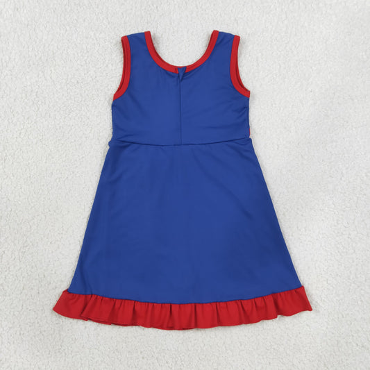 Baby Girls Kids Sleeveless Shorts Knee Length Navy Dress Yoga Active Scallop Clothes