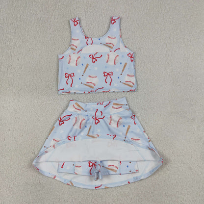 Sibling Baby Girls Kids Crawfish Baseball Bows Tops Shorts Skirt Skort Yoga Active Sets Clothes