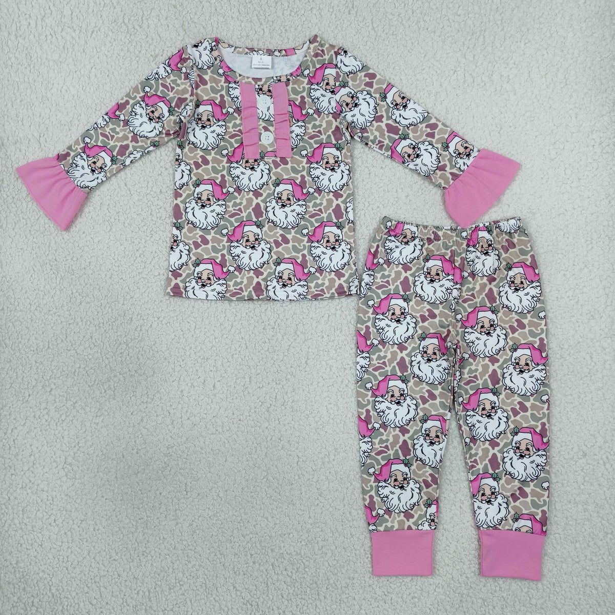 Baby Girls Kids Long Sleeves Christmas Santa Shirt Pants Pajamas Set Camo Clothes