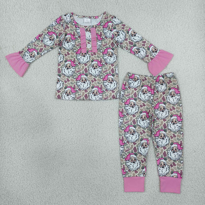 Baby Girls Kids Long Sleeves Christmas Santa Shirt Pants Pajamas Set Camo Clothes