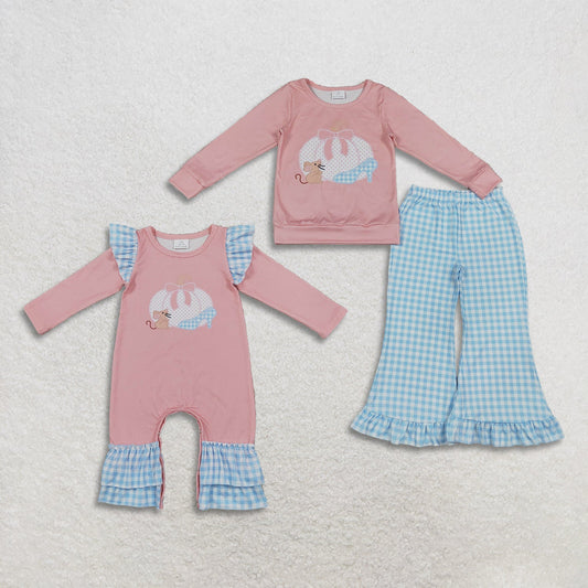 Sibling Baby Girls Kids Long Sleeves Pumpkins Romper Set Fall Clothes