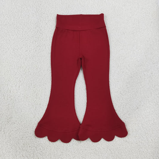 Baby Girls Kids Scalloped Pants Bottoms Cotton Red Clothes
