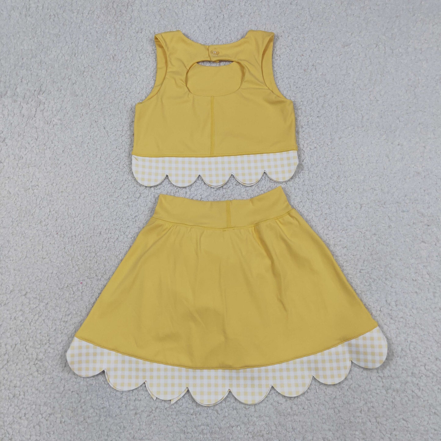 Baby Girls Yellow Sleeveless Tops Bows Skirt Shorts Yoga Clothes Set