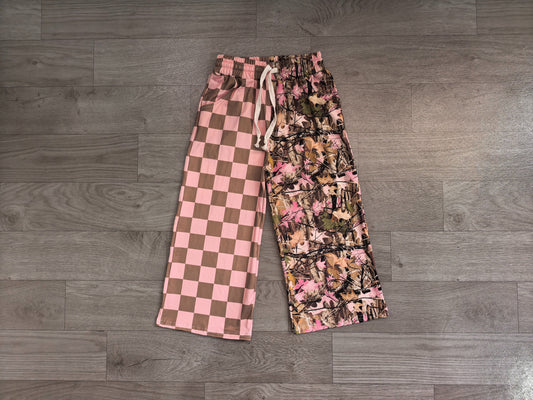 No moq  Baby Girls Kids Leaves Checked Pants Bottoms Camo Clothes