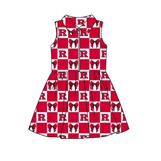 Moq 5 Custom Baby Girls Kids Sleeveless Shorts Knee Length Team Zipper Dress Cheer Clothes
