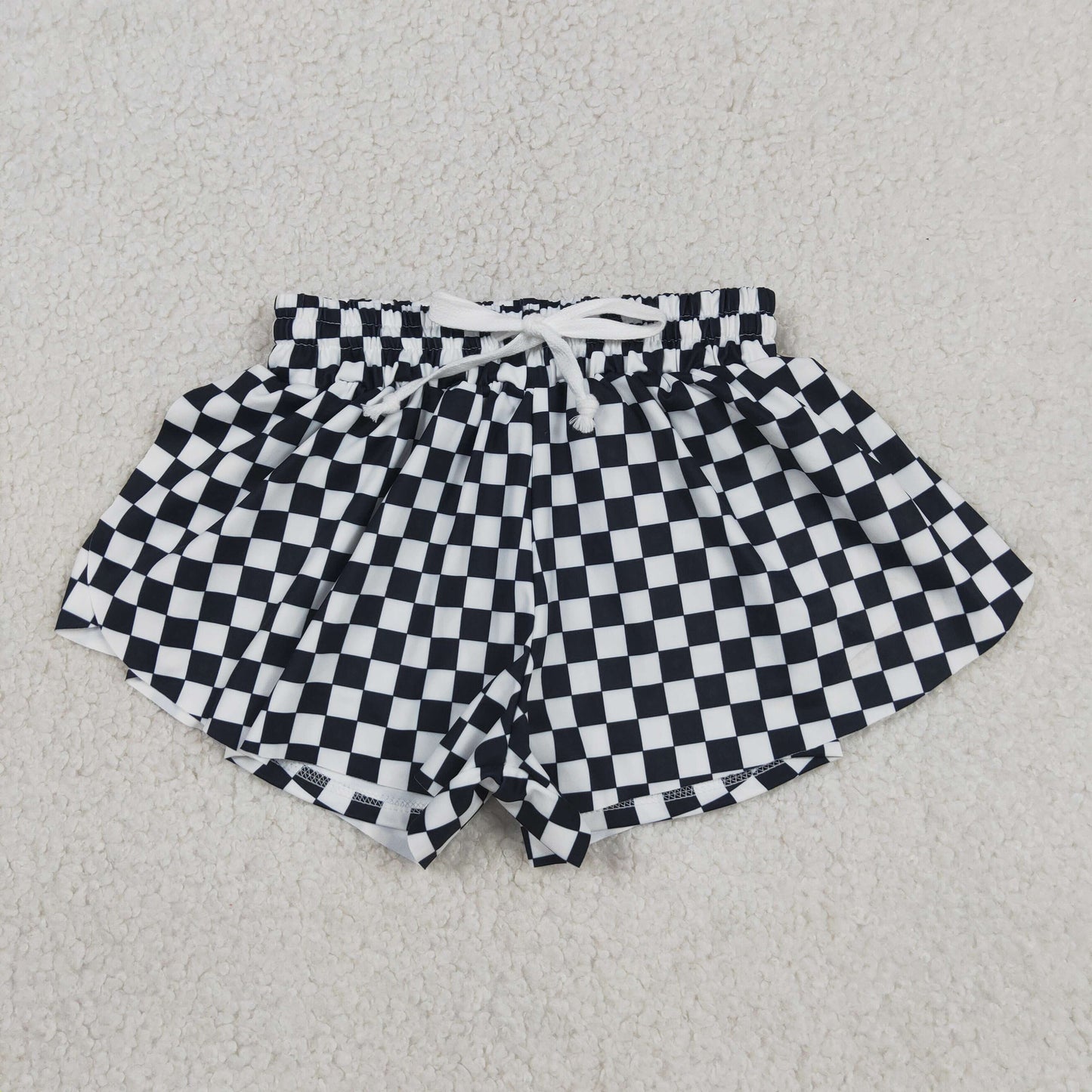 Baby Girls Kids Black Checked Ruffle Shorts Bottom Yoga Clothes