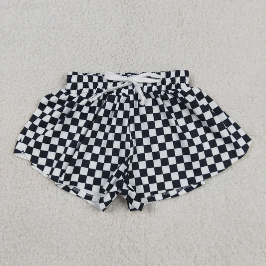 Baby Girls Kids Black Checked Ruffle Shorts Bottom Yoga Clothes