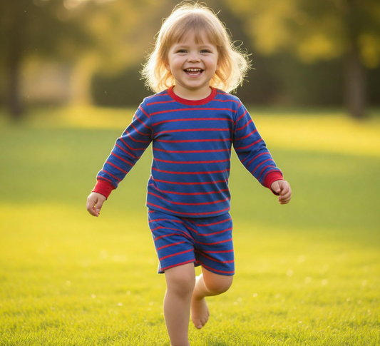 Baby Girls Kids Long Sleeves Stripes Shirt Shorts Blue Set Yoga Active Clothes