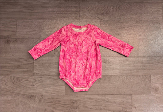 No moq Preorder Baby Girls Infant Pink Long Sleeves Leaves Bubble Romper Camo Clothes