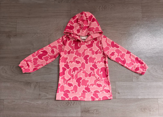 No moq Preorder Baby Girl Long Sleeves Camo Hoodie Pink Shirt Tops