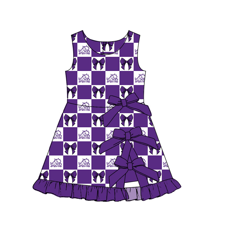 Moq 5 Custom Baby Girls Kids Sleeveless Bows Shorts Knee Length Team Dress Cheer Clothes