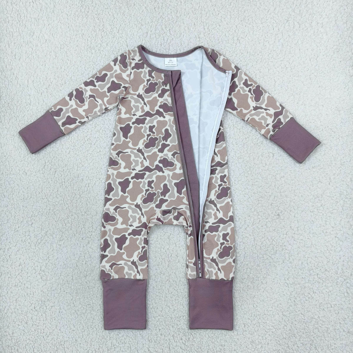 Baby Boys Long Sleeves Camo Zipper Footie Sleeper Romper