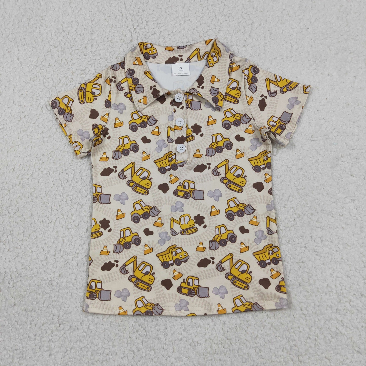 Baby Boys Toddler Short Sleeves Excavator Polo Shirt Tops