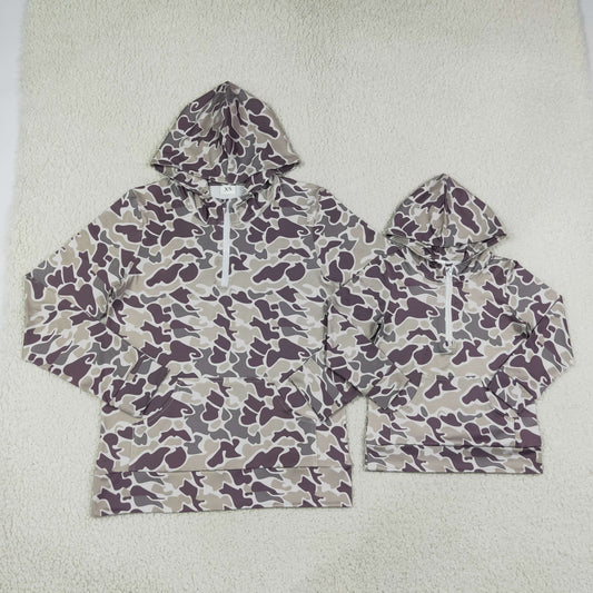 Sibling Baby Boys Adult Woman Zipper Hoodie Pockets Hunting Pullovers Camo Shirts