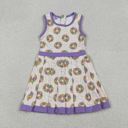 Baby Girls Kids Sleeveless Donuts Skort Yoga Active Mardi Gras Dress