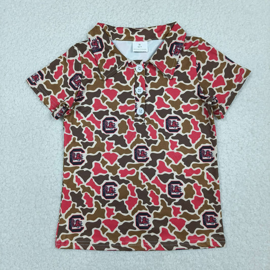 Baby Boys Kids Short Sleeves Camo Print Team Buttons Shirt Tops