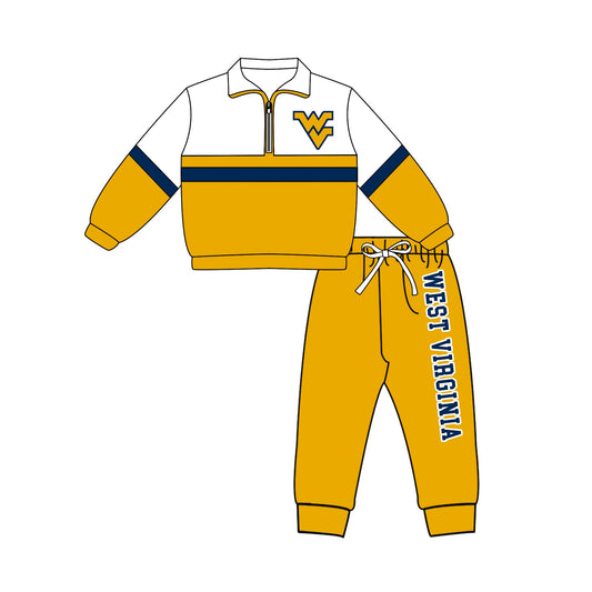 Moq 5 Baby Boys Toddler Long Sleeves Zipper Pullover Jogger Pants Team Clothes Set