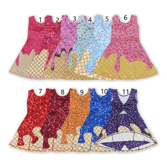 RTS Sibling Baby Girl Sleeveless Drips Summer Knee Length Yoga Active Dresses ( No.7-11 )