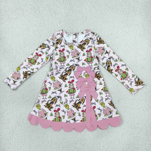 Baby Girls Kids Christmas Green Face Bows Scallop Dress Yoga Active Clothes