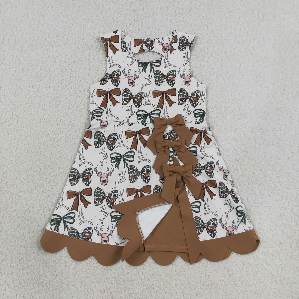 Baby Girls Kids Deer Bows Yoga Active Scallop Dress Hunting Clothes