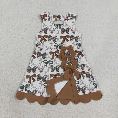 Baby Girls Kids Deer Bows Yoga Active Scallop Dress Hunting Clothes