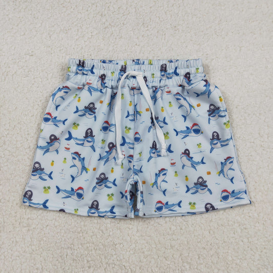Boys Kids Toddler Sharks Swim Trunks Shorts Pockets Swimwear