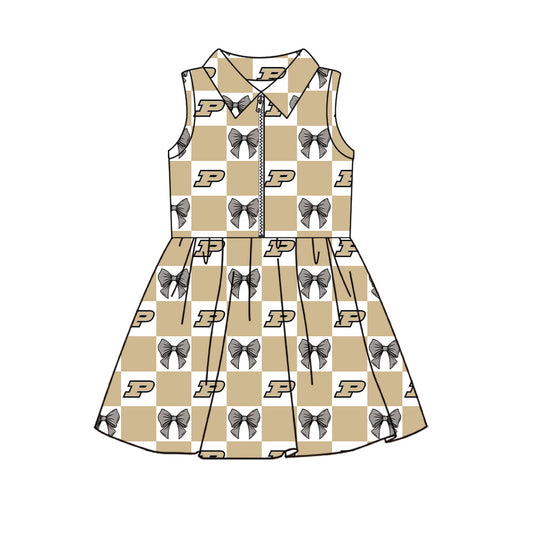 Moq 5 Custom Baby Girls Kids Sleeveless Shorts Knee Length Team Zipper Dress Cheer Clothes