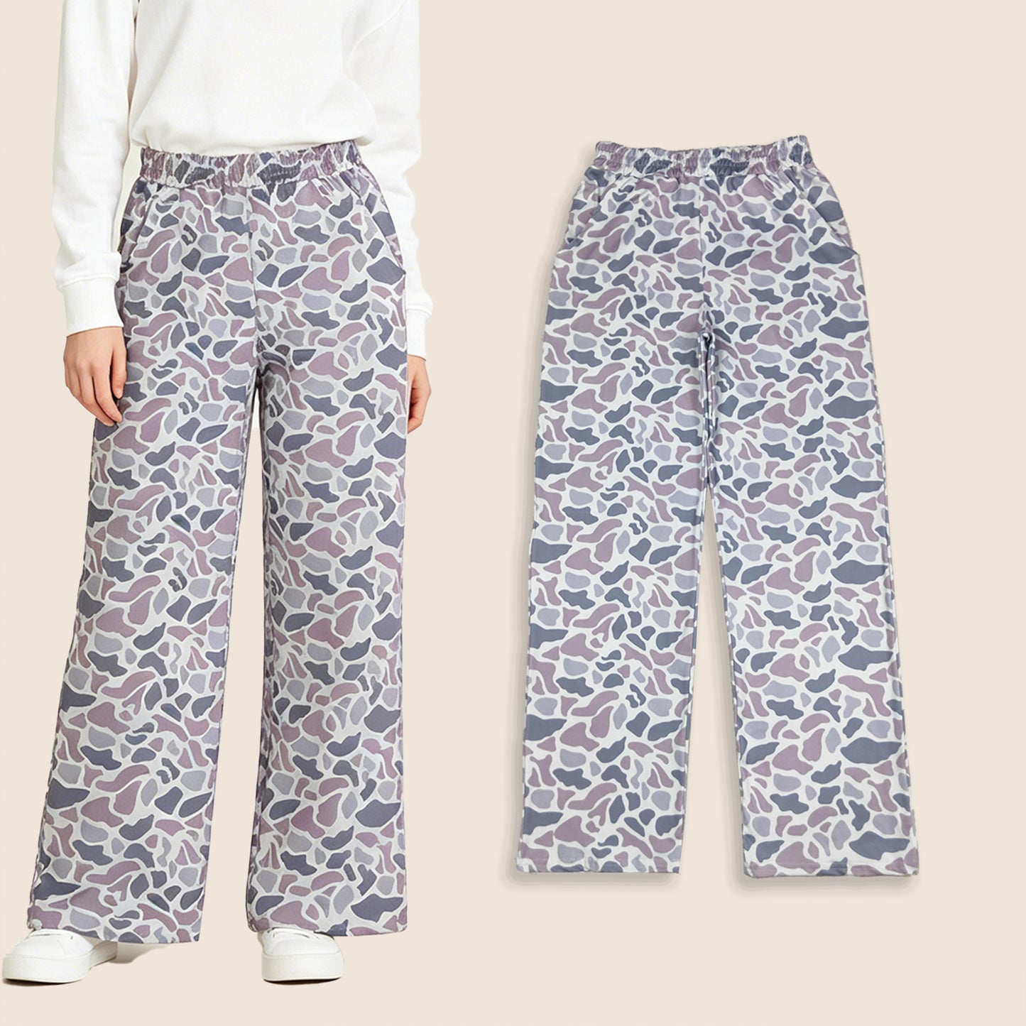 Adult Women Pockets Pants Southern Grey Camo Bottom