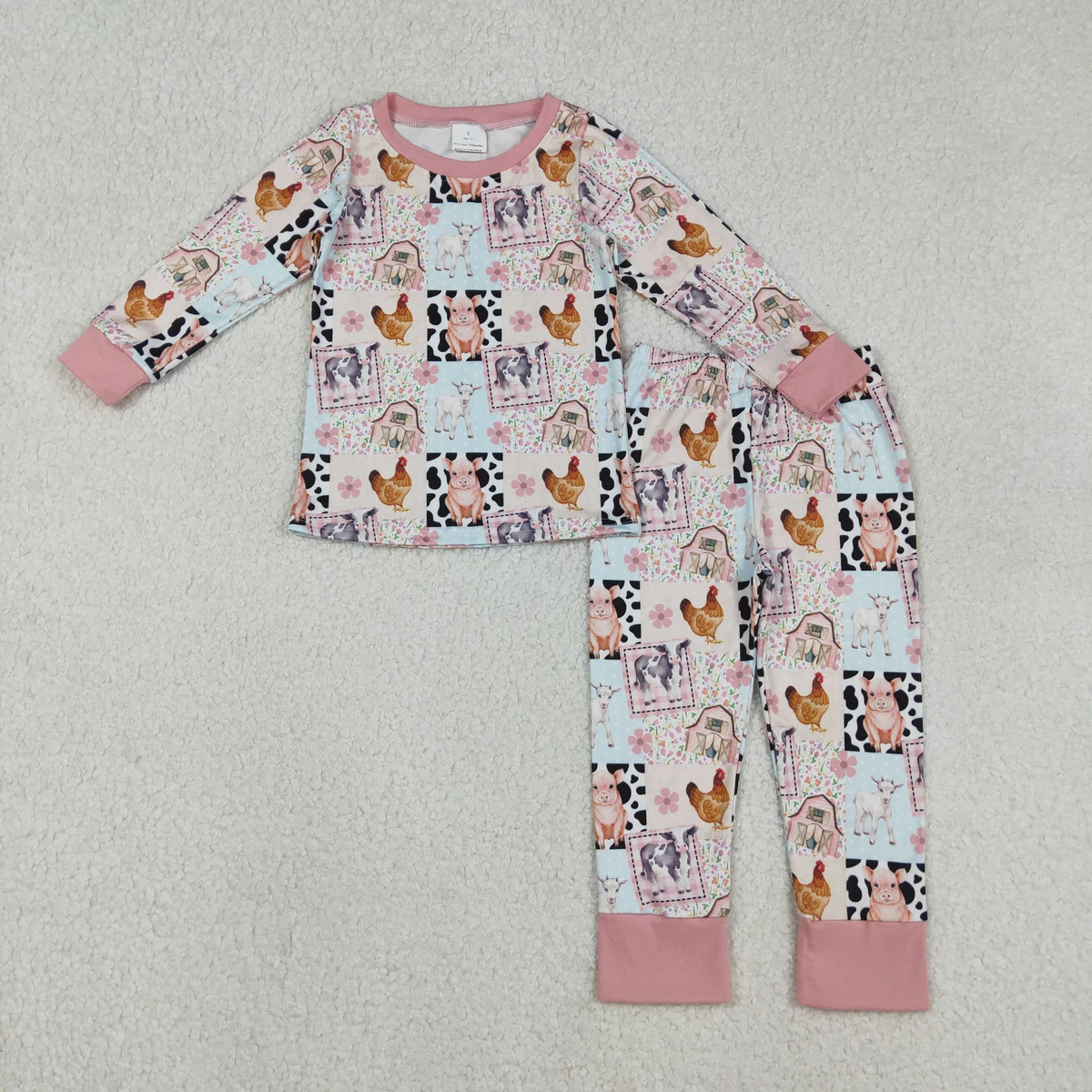 USA Shop Baby Girls Kids Long Sleeves Farm Flower Shirt Pants Set Pajamas Clothes