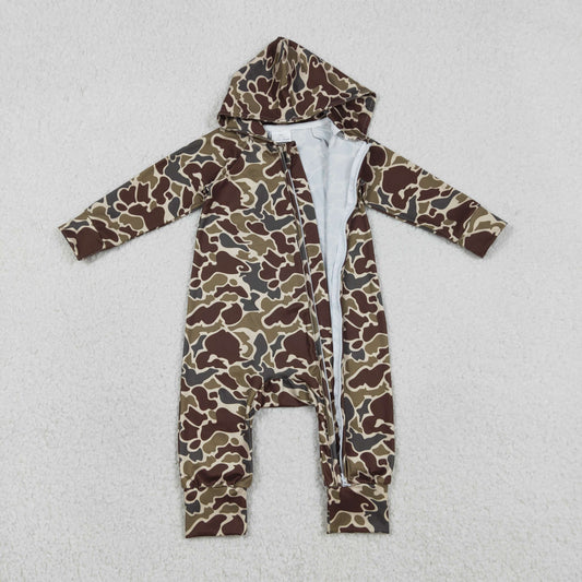 RTS Baby Boys Infant Long Sleeves Camo Zipper Hoodie Southern Romper