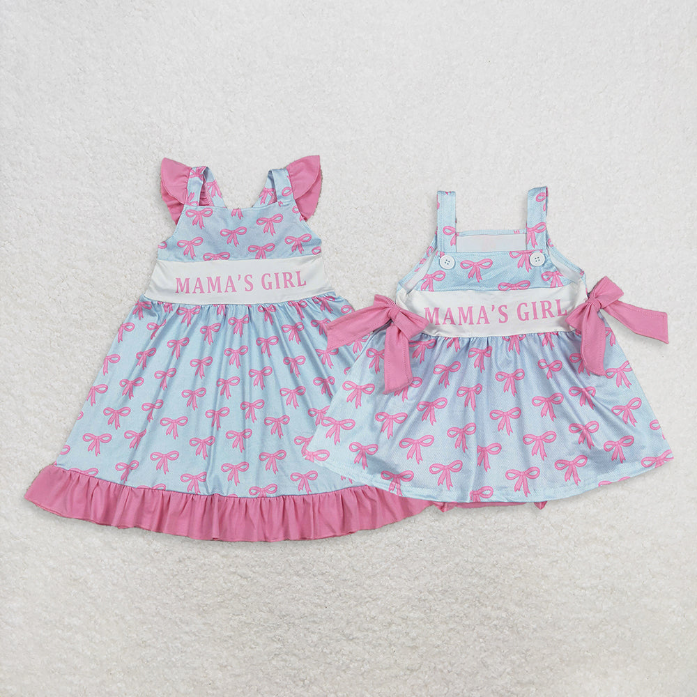 Sibling Baby Kids Straps Mama's Girls Bows Ruffle Dress Romper Summer Clothes