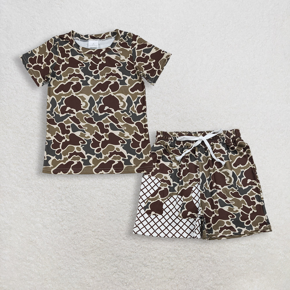 RTS Baby Boys Kids Short Sleeves Camo Shirt Pockets Shorts Clothes Set