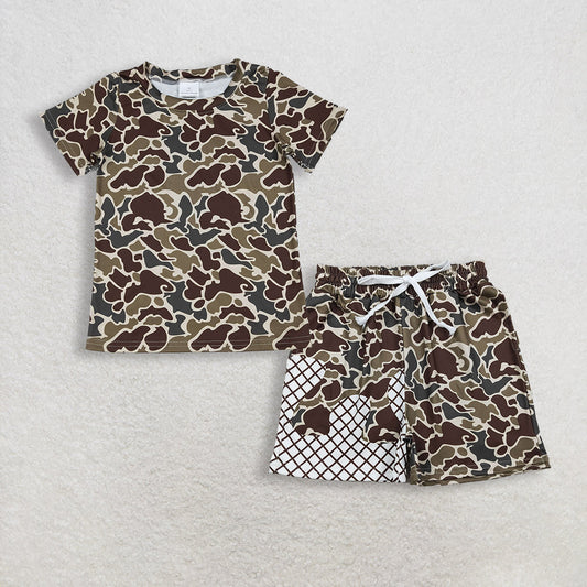 RTS Baby Boys Kids Short Sleeves Camo Shirt Pockets Shorts Clothes Set