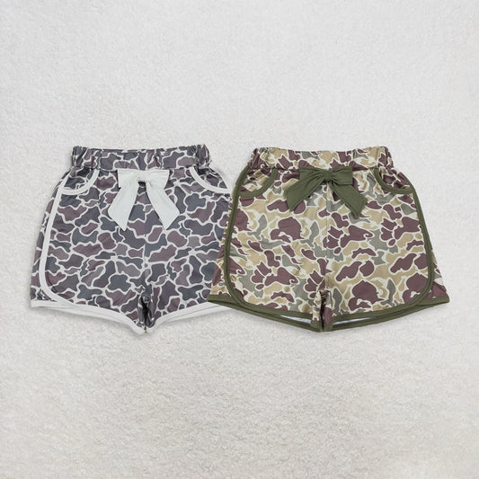 Sibling Baby Girls Bows Pockets Camo Shorts Summer Bottoms Clothes