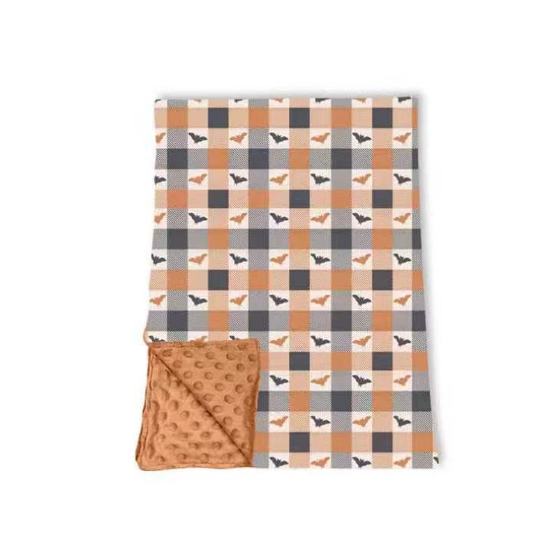Moq 5 Preorder Baby Kids Bats Plaid Halloween Blanket
