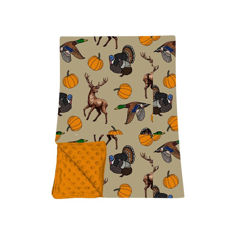 Moq 5 Preorder Baby Boys Toddler turkey Pumpkins Ducks Deer Fall Blanket