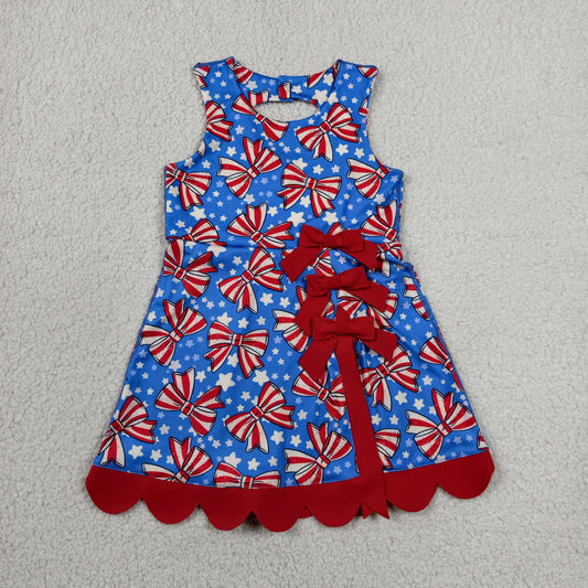 Baby Girls Bows Stars 4th of July Yoga Active Shorts Knee Length Scallop Dress