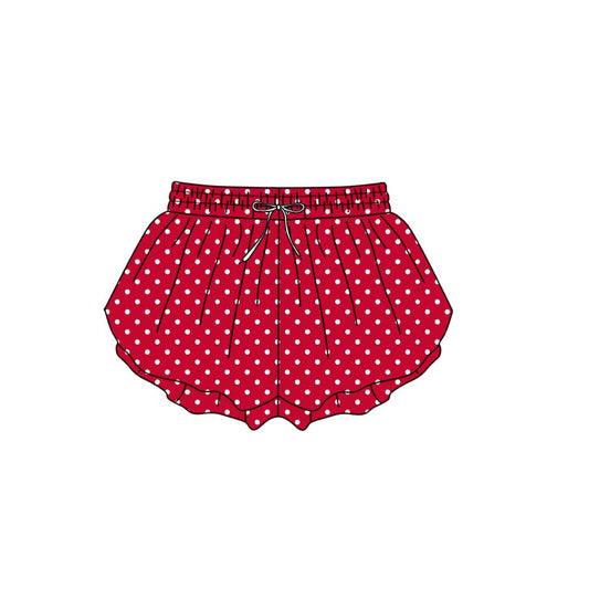 Moq 5 Preorder Adult Women Dots Red Yoga Active Ruffle Shorts Bottom Clothes