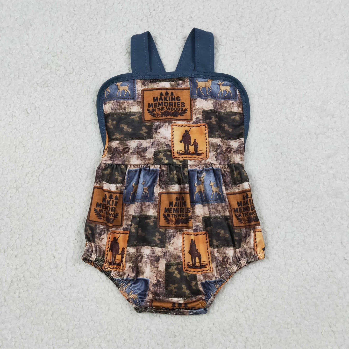 RTS Baby Boys Infant Sleeveless Hunting Deer Camo Bubble Romper