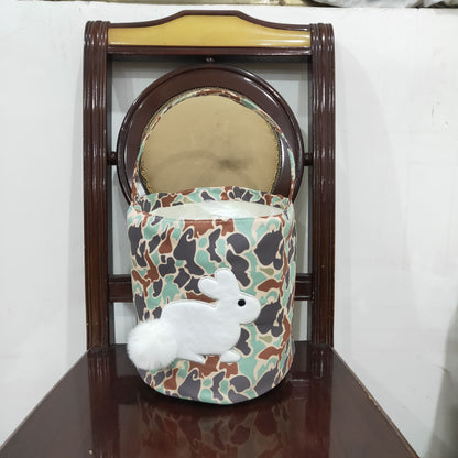 RTS Baby Kids Embroidery Rabbit Camo Print Basket Easter Bag