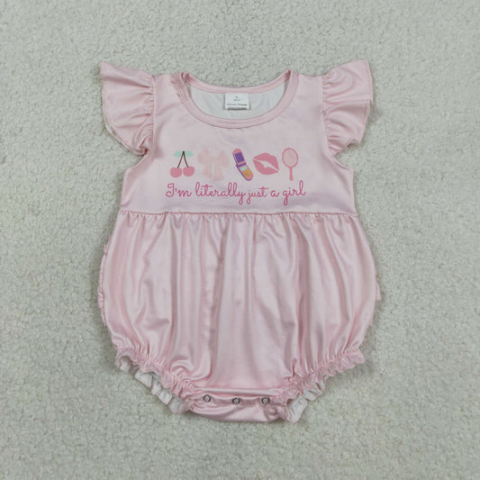 RTS Baby Girls Infant Short Sleeves Cherry Bows Ruffle Bubble Romper