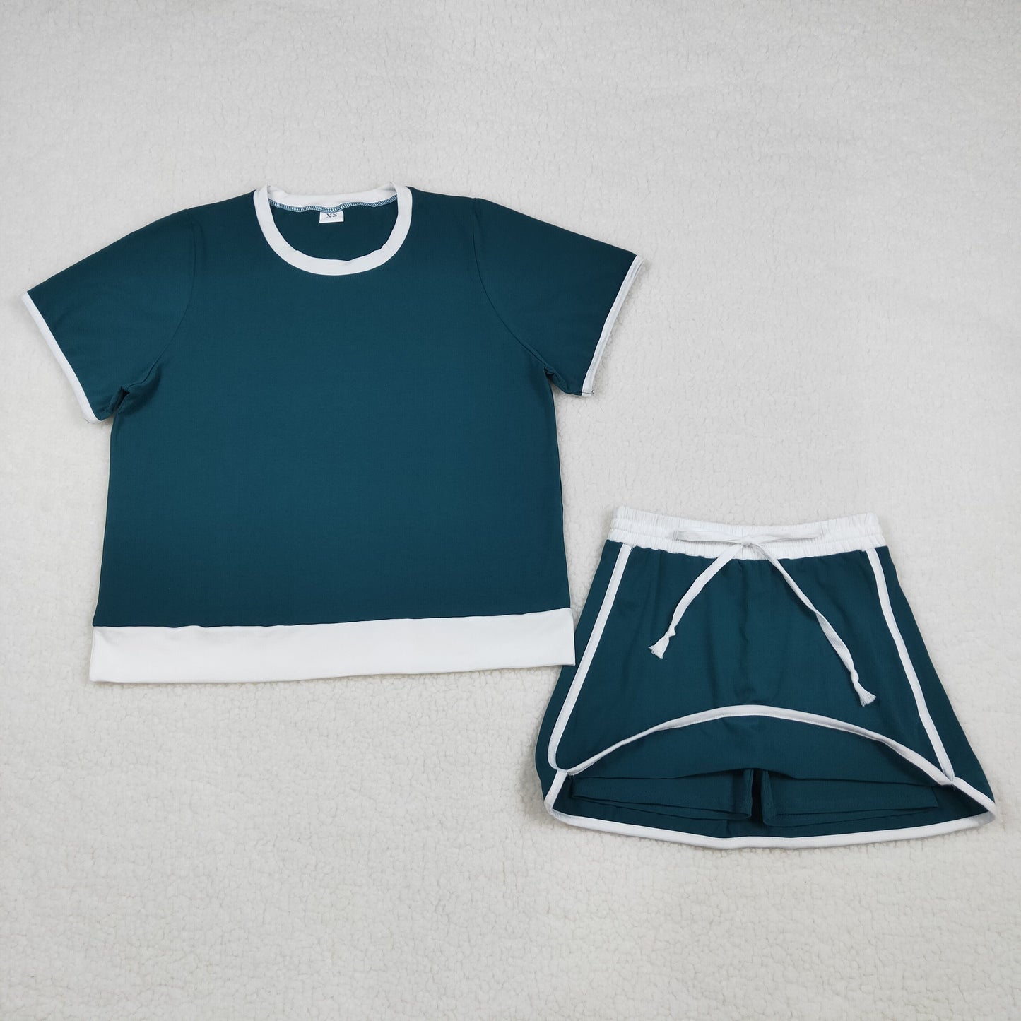 RTS Sibling Baby Girls Adult Women Short Sleeves Green Cotton Shirts Skirts Shorts Sets Summer Clothes
