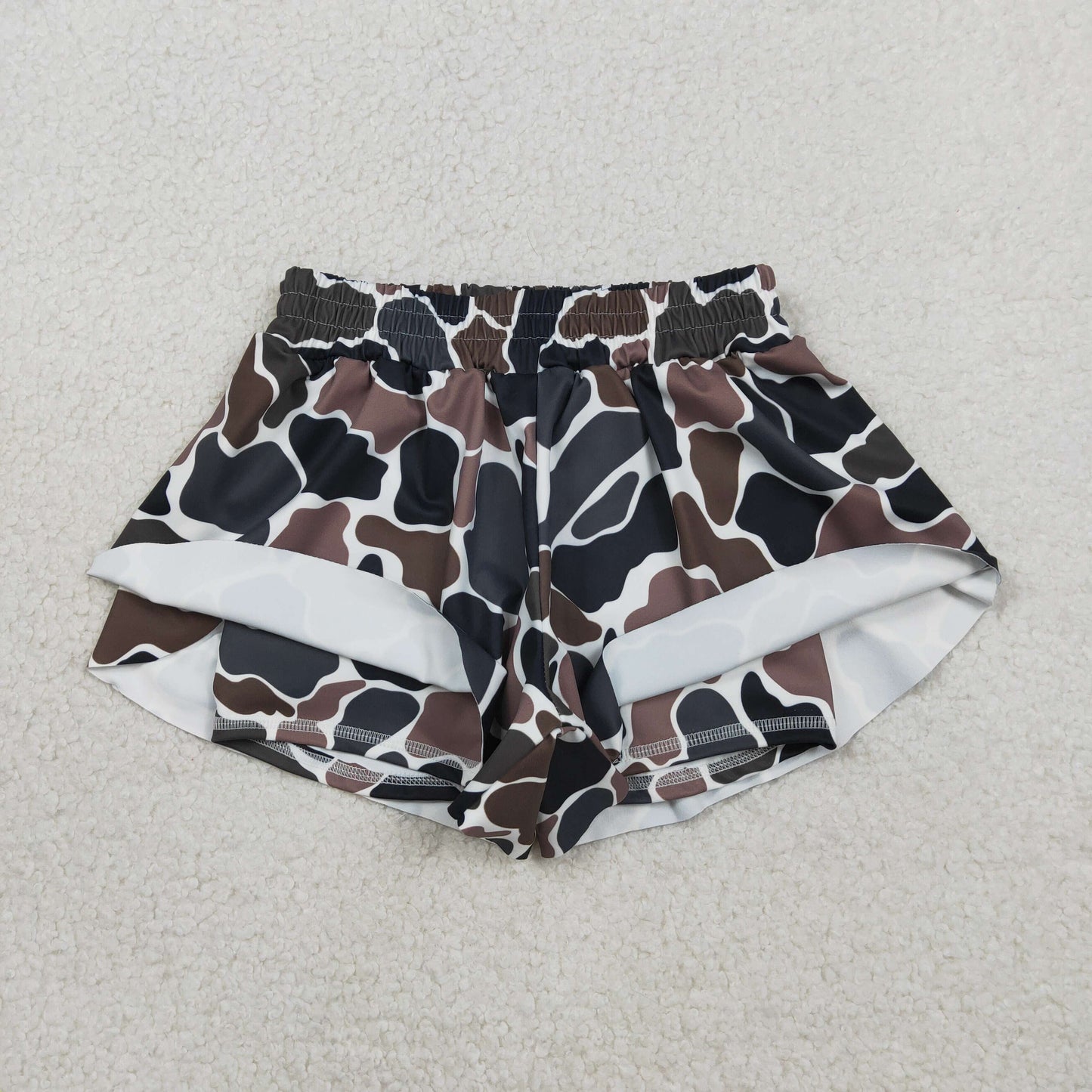 RTS Baby Girls Kids Dark Brown Camo Yoga Southern Shorts Bottoms