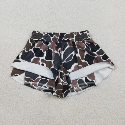 RTS Baby Girls Kids Dark Brown Camo Yoga Southern Shorts Bottoms
