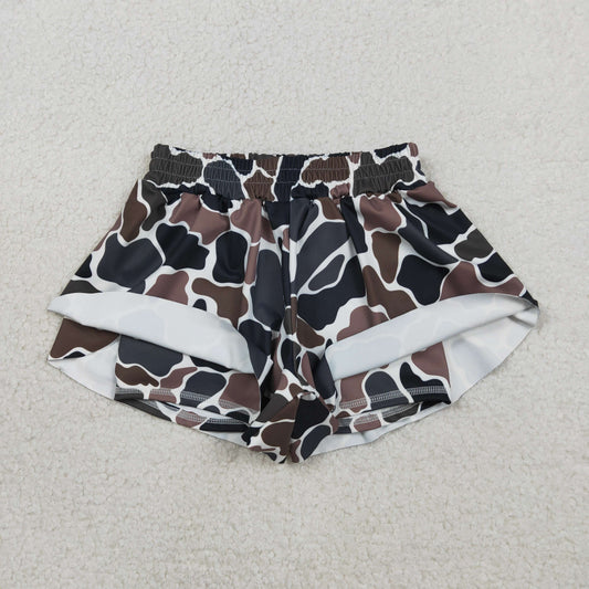 RTS Baby Girls Kids Dark Brown Camo Yoga Southern Shorts Bottoms