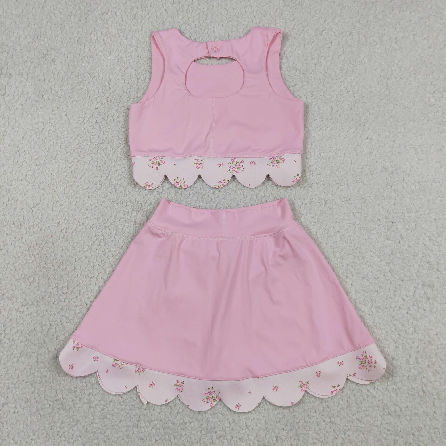 Baby Girls Pink Sleeveless Tops Bows Skirt Shorts Yoga Clothes Set