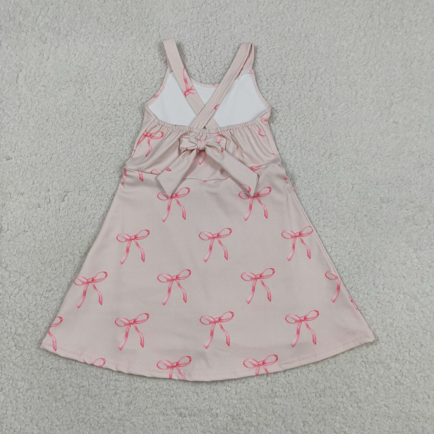 Baby Girls Kids Straps Bows Yoga Active Shorts Knee Length Dress