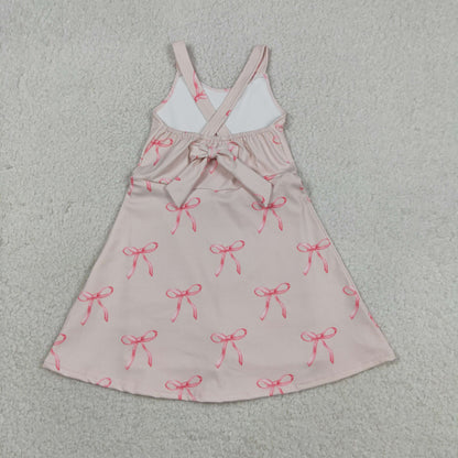 Baby Girls Kids Straps Bows Yoga Active Shorts Knee Length Dress