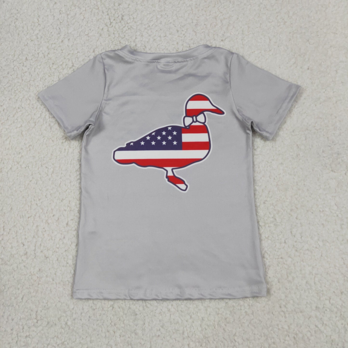 Baby Boy Short Sleeves Grey July 4th Ducks Tee T-Shirt Tops